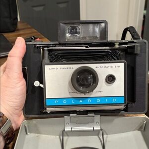 Polaroid Automatic 210 Camera in Black, Silver & Blue